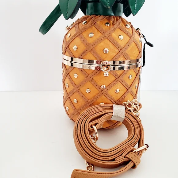 Diophy Leather Pineapple Shape Yellow Satchel Crossbody Purse - Picture 13 of 13